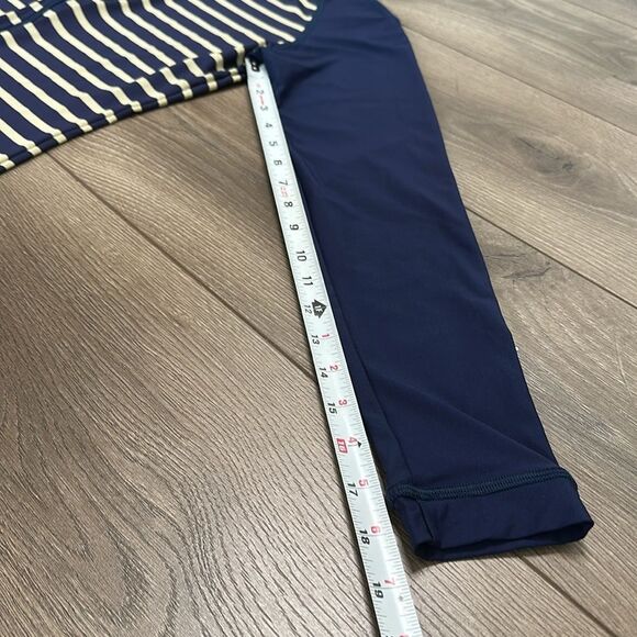 Helen Jon Rash Guard Full Zip Long‎ Sleeve Blue Stripe Swim Surf Top Size Large - Picture 7 of 8